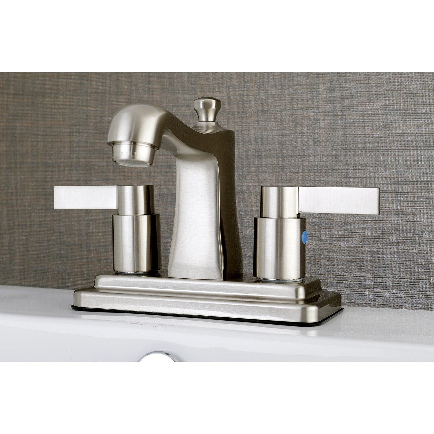 Kingston Tulare FB4648NDL - NuvoFusion Double-Handle 3-Hole Deck Mount 4-Inch Centerset Bathroom Faucet with Pop-Up Drain, Brushed Nickel — thumbnail 2